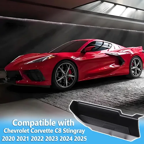 Vista 6 de Sekhyna Caja de almacenamiento trasera compatible con pantalla de navegación Chevrolet Corvette C8 2020-2025, bandeja organizadora para salpicadero
