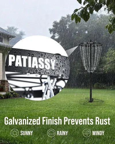 Vista 6 de Disc Golf Basket 24/12 Chain LED Night & Adjustable Height Options