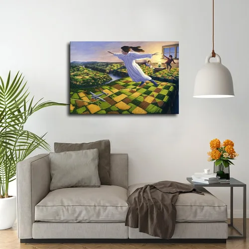 Vista 3 de VAKUUM Bedtime Aviation Rob Gonsalves - Póster de pintura en lienzo, arte de pared, impresión de imagen HD, arte moderno, oficina, sala de estar
