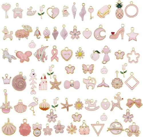 Vista 10 de 30 piezas de dijes esmaltados mixtos para hacer joyas, lote a granel, collar, aretes, brazalete, accesorios de manualidades Negro