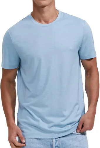 Vista 4 de Woolinkin Camiseta de mezcla Coolmax de lana merina, capa base de lana de manga corta duradera, 150 % ligera