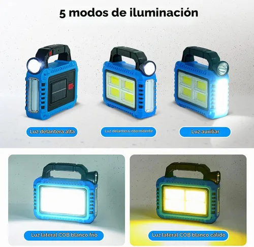 Vista 4 de Linterna solar, linterna LED para cortes de energía, luces esenciales de campamento portátiles, luces recargables para tienda de campaña