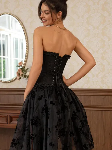 Vista 68 de SZIVYSHI Corsé para mujer, lencería moldeadora, body con cintura de encaje
