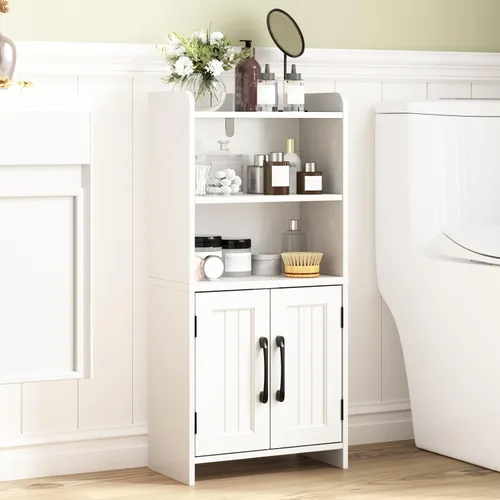 Vista 11 de Gabinete de almacenamiento de baño pequeño con 2 puertas y estante Negro