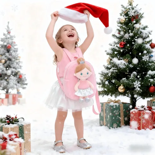 Vista 5 de Gloveleya Mochila para niños pequeños con muñeca de trapo, regalos para bebé, niña ángel rosa
