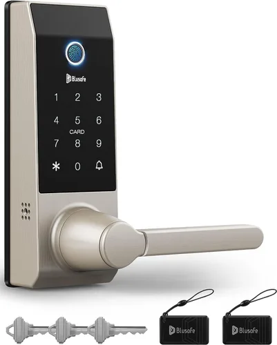 Vista 9 de Cerradura inteligente para timbre de puerta con huella dactilar para propietarios de viviendas o padres, cerradura de puerta con cámara y manija