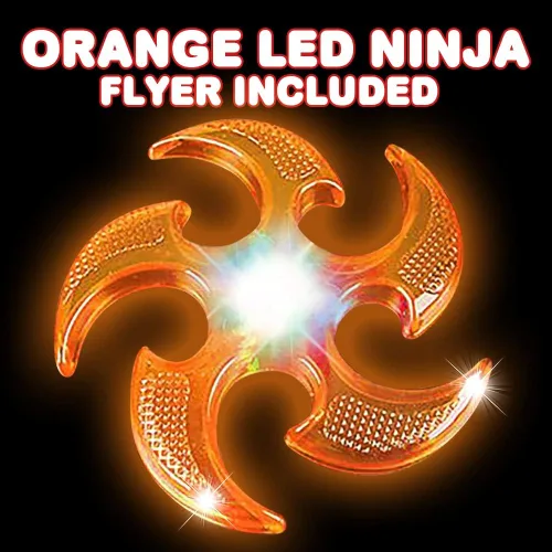Vista 3 de ArtCreativity Juego de 2 volantes iluminados para niños, estrellas ninja voladoras para niños, juguetes voladores con pilas, divertido juguete