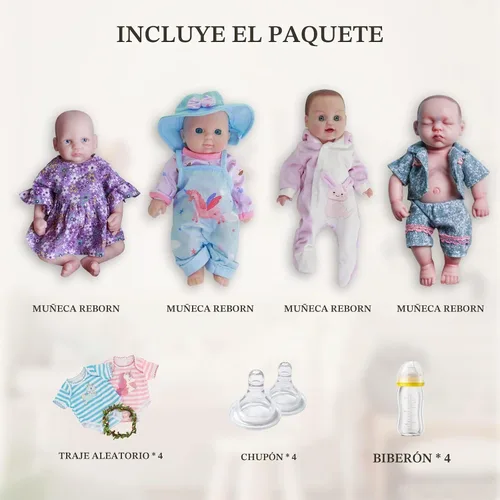 Vista 6 de AISITE Paquete combinado de muñecas de bebé Reborn, no muñecas de vinilo, muñeca de bebé recién nacida de silicona suave realista, muñecas de bebé