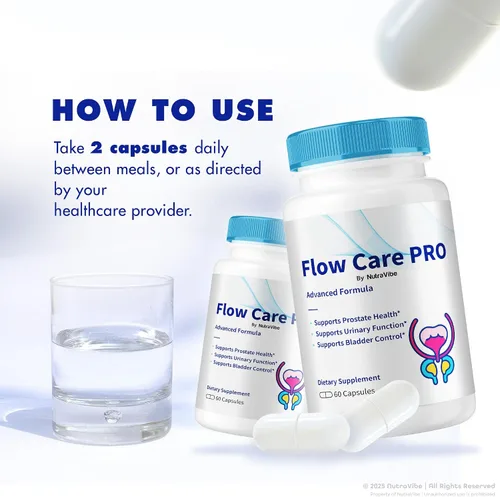 Vista 6 de Flow Care Pro - Apoyo oficial para la salud de la próstata y la vejiga con ingredientes naturales para el flujo urinario, comodidad y sueño sin