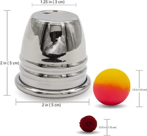 Vista 3 de Magic Makers Mini tazas y bolas cromadas para saltar de mesa, incluye guía de video de entrenamiento mágico