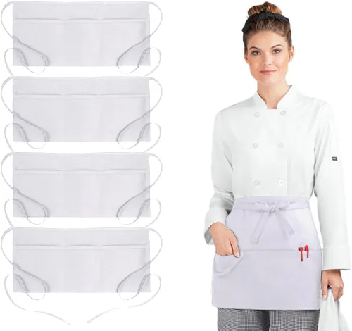 Vista 15 de Avalon Kitchen Server Aprons with 3 Pockets – 100% Polyester Waist Apron, 24x12 Inch Half Apron, Waitress Apron for Servers