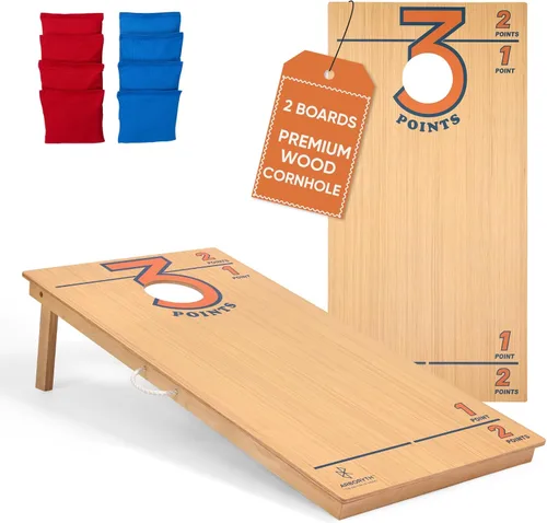 Vista 11 de Juego de tablas de cornhole de madera maciza, natural, 8 bolsas de frijoles Bald Eagle