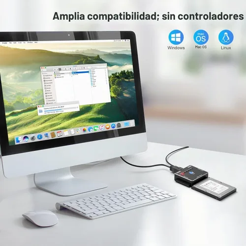 Vista 4 de FIDECO Adaptador SATA/IDE a USB 3.0, cable adaptador de disco duro para disco duro universal de 2.5/3.5 pulgadas IDE/SATA HDD externo SSD
