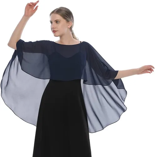 Vista 2 de EVQ Capelets - Chales y envolturas de gasa para vestido de noche capas de boda
