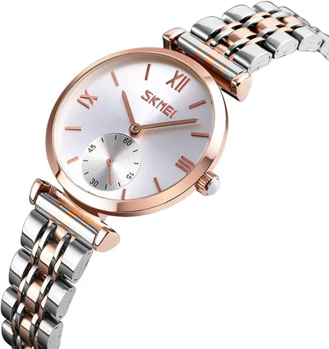 Vista 3 de SKMEI Watches for Women Ladies Female Stainless Dress Luxury Business Classic Fashion Analog Quartz Waterproof Simple Day Date Wife Girls Gifts Gold