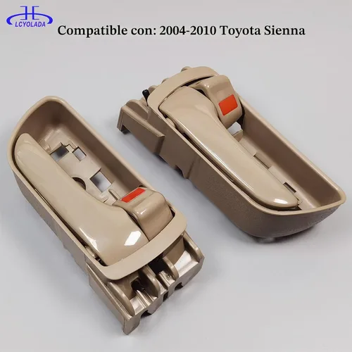 Vista 4 de 2 piezas de manijas interiores para puertas para Toyota Sienna 2004-2010, delantera izquierda y derecha, reemplaza 69206-AE010-E1, 69205-AE010, beige