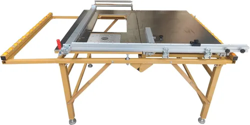Vista 2 de Sierra de mesa con soporte para cortar madera con altura de hoja ajustable para fabricación de muebles, carpintería plegada y corte diagonal de 45°