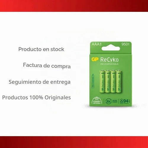 Vista 4 de GP Batería NiMH AAA/LR03 1.2v 1000mAh Pack 4 [GP-NIMH-AAA-02]