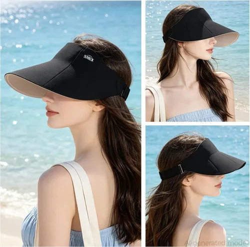 Vista 4 de Visera solar para mujer Negro