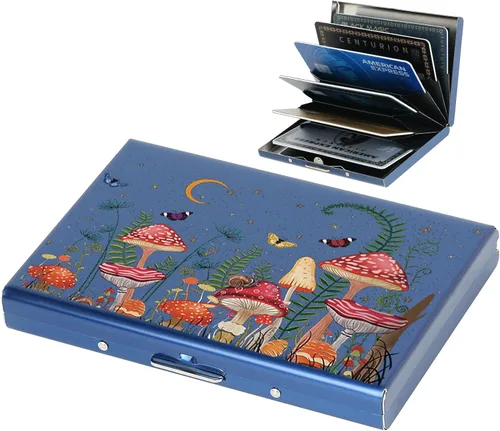 Vista 68 de BONSYL® Soporte para tarjetas de crédito, cartera delgada de metal con bloqueo RFID, con 6 ranuras para tarjetas, para mujeres y hombres.