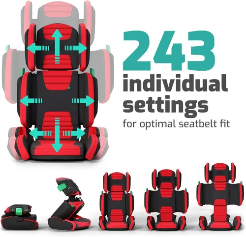 Vista 2 de hifold asiento elevador para automóvil con respaldo alto y plegado (Racing Red)