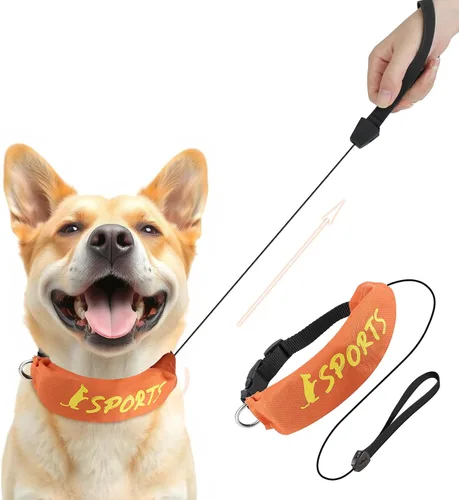 Vista 8 de NAMSAN Collar de correa retráctil para perros pequeños a medianos, collar de perro con correa retráctil integrada, todo en uno, ajustable, naranja