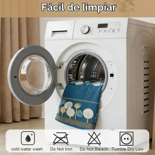Vista 6 de Funda Boho para Sofá, Fundas de Sofá Antideslizantes Lavables, Fundas de Sofá de Chenilla Acolchadas, Fundas Bohemias para Sofá, Protector de Azul