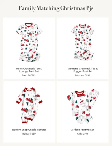 Vista 4 de PATPAT Pijamas de Navidad a juego para la familia, camiseta de alce de dibujos animados y parte inferior a rayas, pijamas de Navidad para dormir