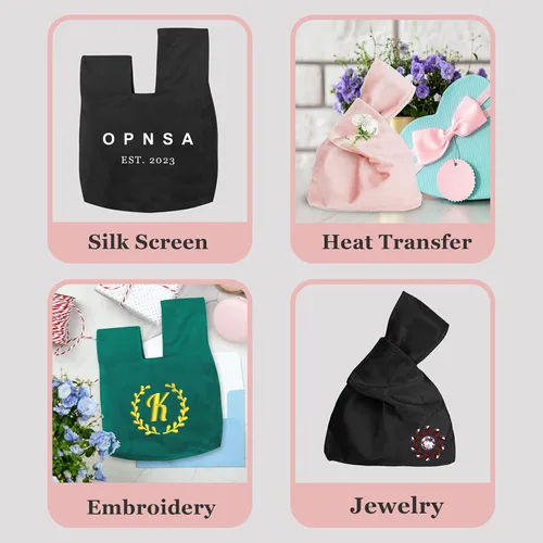 Vista 7 de Muka Bolso de pulsera con nudo de terciopelo, estilo japonés, bolso de nudo de lujo, bolsa de noche para mujer
