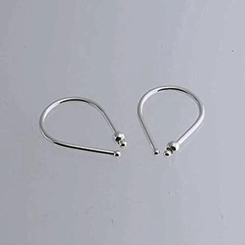 Vista 20 de Aretes pequeños de plata de ley 21 GA de 0.472 in con gancho de arco de herradura
