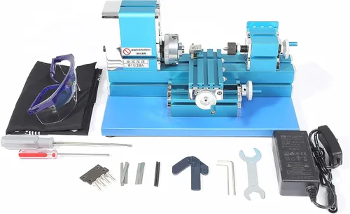 Vista 5 de Mini máquina de torno de metal, herramienta universal CNC DIY Torno de madera de sobremesa, Metalworking motorizado, Máquina de perforación superior