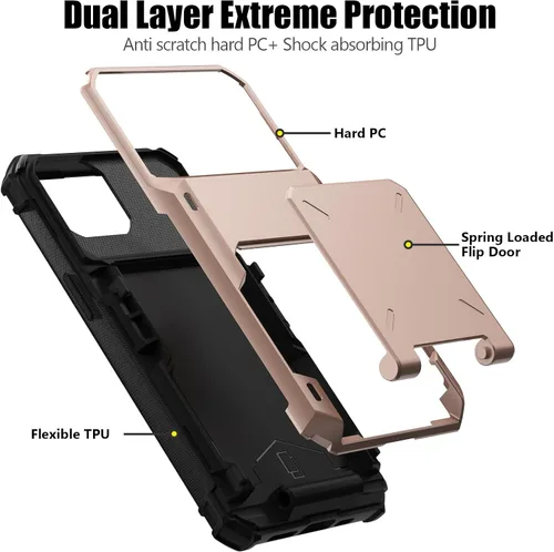 Vista 188 de Nvollnoe - Funda para iPhone 14 con tarjetero [tienda de 5 tarjetas] Negro - Almacenamiento más grande