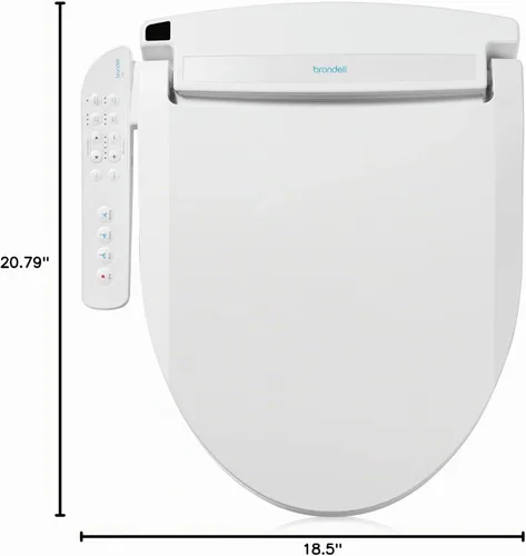 Vista 12 de Brondell LT89 - Asiento de inodoro con bidé eléctrico, se adapta a inodoros alargados, color blanco – Control lateral, lavado con agua caliente