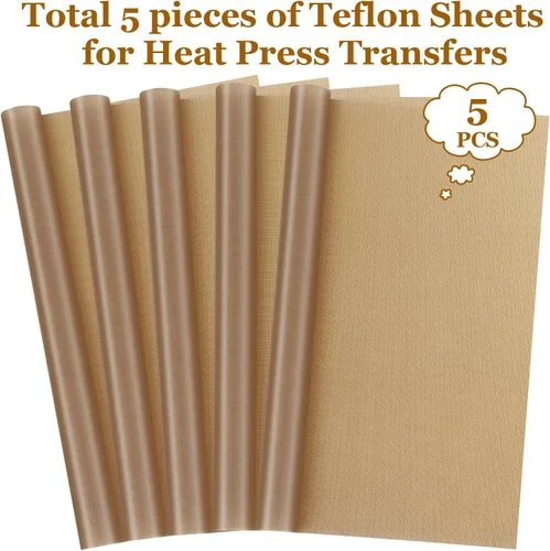 Vista 8 de Selizo Paquete de 5 láminas de teflón para prensa de calor, papel protector de transferencia de calor de gran tamaño resistente al calor para Cricut