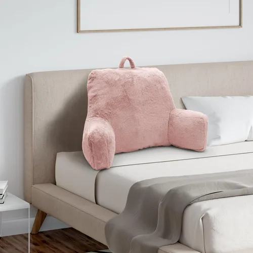 Vista 6 de Almohada de Lectura Grande para Cama, Almohada de Respaldo con Brazos, Soporte de Espalda para Sentarse en la Cama, Sofá para Respaldo de Rosa