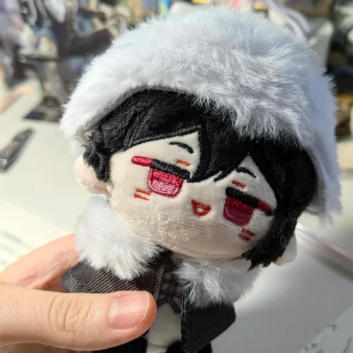 Vista 4 de CALEMBOU Llavero de peluche de anime, 4 pulgadas, lindo llavero de peluche de Chibi para mochila, Dazai Osamu Chuuya Rampo Dostoievsky de felpa
