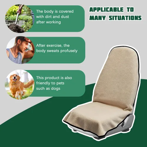 Vista 5 de Funda de asiento de coche de tela de rizo de 55.12 x 29.53 pulgadas, color beige