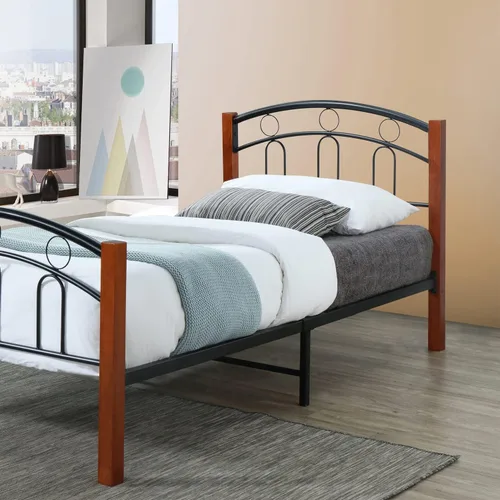 Vista 5 de Better Home Products Marco de cama de metal con plataforma tamaño individual Empire en cereza negra