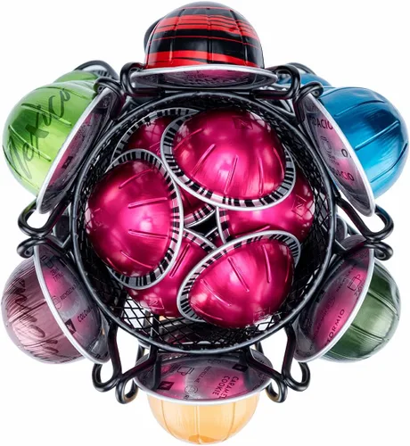 Vista 7 de FlagShip Soporte para cápsulas Nespresso, carrusel de cápsulas de café para almacenamiento de cápsulas Vertuo con cesta adicional de rodamiento
