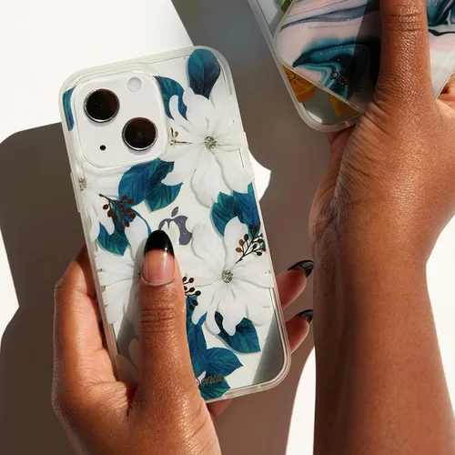 Vista 7 de Sonix Funda para iPhone 14 Plus, probada en caídas de 10 pies, funda transparente con flores para mujer, diseño floral de delila
