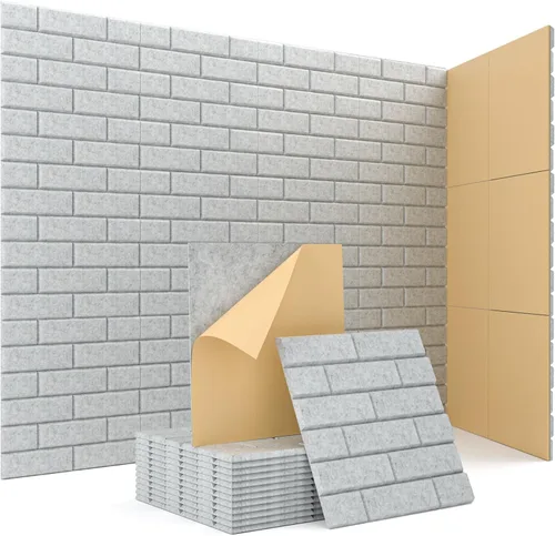 Vista 16 de Paneles acústicos para paredes, Panel de absorción de sonido con patrón de ladrillo, adhesivo para pegar y quitar, para techo, puerta, pared