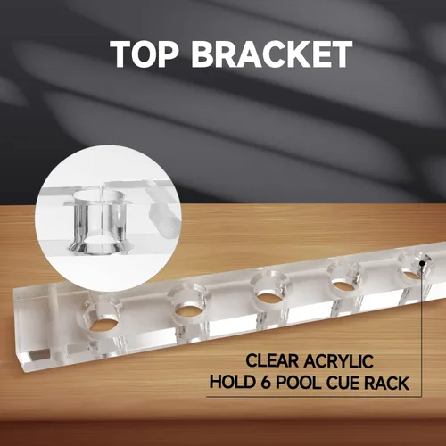 Vista 2 de GSE 2-Piece Wooden Wall Mounted Billiard Pool Cue Rack Holds 6/8/12 Cues Several Colors Available, Pool Stick Holder Only, Space-Saving, Billiard