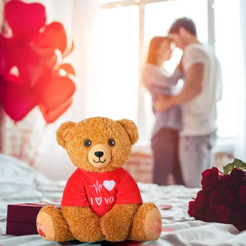 Vista 7 de Chalyna Oso de peluche para el día de San Valentín, de 16 pulgadas, oso de peluche para novia, oso de peluche romántico para regalos de cumpleaños