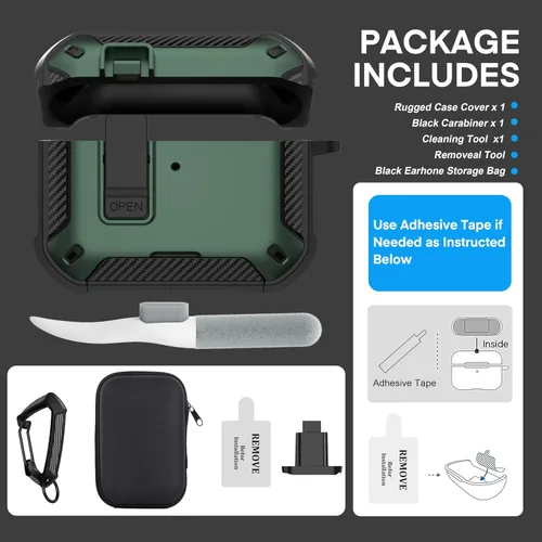 Vista 8 de Maxjoy Funda para AirPods Pro 3 2025, MagSafe compatible con bloqueo automático, funda protectora a prueba de golpes con soporte para teléfono