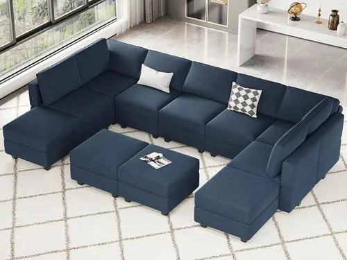 Vista 12 de Belffin Sofá modular convertible de gran tamaño con otomanas de almacenamiento, sofá cama seccional extra grande con diván reversible, sofá cama