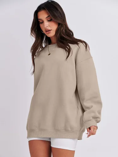 Vista 3 de ANRABESS Sudaderas de gran tamaño con capucha para mujer, cuello redondo, sin botones, ropa casual de otoño, ropa de preparación, adolescentes