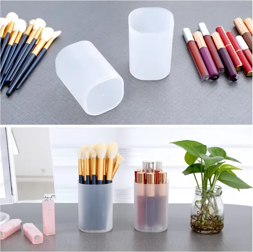 Vista 7 de OCHEAL Juego de estuche organizador de maquillaje: almacenamiento apilable transparente para tocador, soporte de varios tamaños para maquillaje