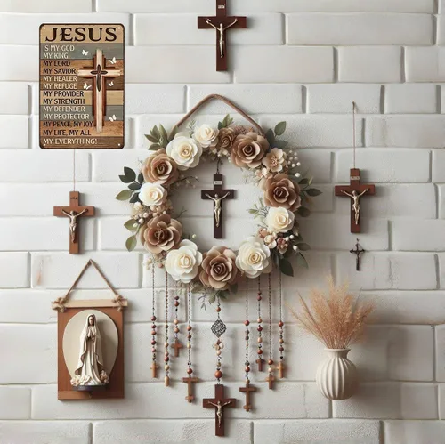 Vista 5 de Smilelife Regalos cristianos para mujeres y hombres Jesús es mi Dios, mi rey, todo lo que soy - Letrero vintage de hojalata religiosa de metal