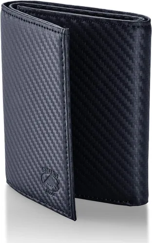 Vista 31 de Stealth Mode Cartera de cuero triple RFID para hombres con soporte de identificación abatible (negro)