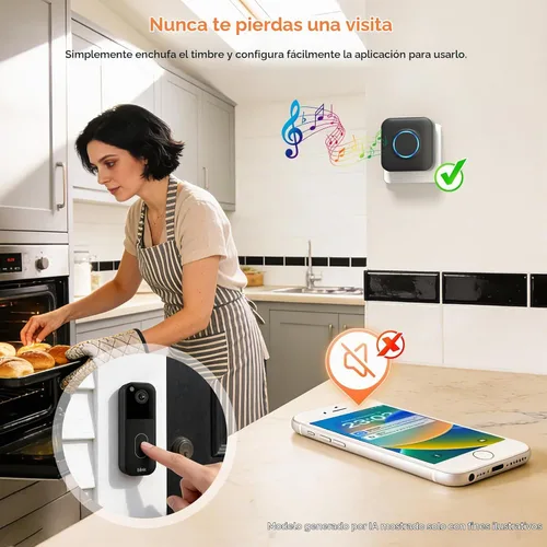 Vista 2 de WIFI Wireless Doorbell Chime for Google Nest Video Doorbell – 1Pack Black -1 Smart Chime